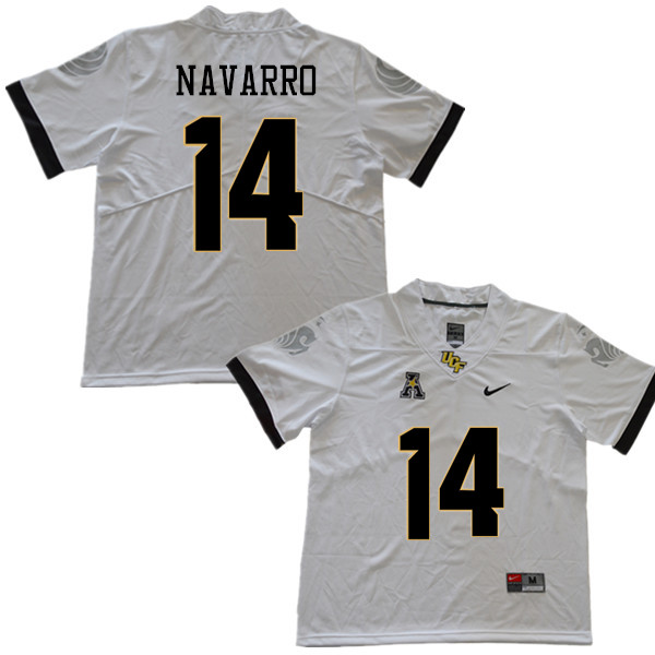 Men #14 Parker Navarro UCF Knights College Football Jerseys Sale-White - Click Image to Close